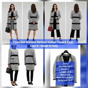 Twin-Set Simona Barbieri Italian Tweed Coat - Size S - Made in Italy
